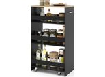 Costway Carrello Da Cucina 30 Cm, Carrello Da Cucina A 4 Ripiani, Scaffale Da Cucina Su Ruote, Carrello Da Cucina Con Maniglia E Ringhiere, Scaffale Da Bagno In Legno, 47,5X30X80,5 Cm, Nero