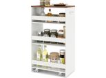 Costway Carrello Da Cucina 30 Cm, Carrello Da Cucina A 4 Ripiani, Scaffale Da Cucina Su Ruote, Carrello Da Cucina Con Maniglia E Ringhiere, Scaffale Da Bagno In Legno, 47,5X30X80,5 Cm, Bianco
