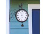 Orologio Da Parete Vintage - Orologio Da Stazione - Doppia Faccia - Esterni E Giardino - Stile Retrò Antico - Decorazione Per Interni/Esterni - Nero