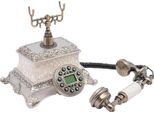 Telefono Retrò Vintage - Telefono Da Tavolo Con Disco Combinatore - Decorativo - Metallo - Design Nostalgico - Bianco