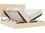 Vidaxl Letto Contenitore Con Materasso Crema 180 X 200 Cm In Pelle Finta
