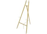Cavalletto Per Cartelli E Manifesti - Supporto - Metallo - Catena Regolabile - Struttura Triangolare - Portatile - 90 Cm - Taglia M - Oro