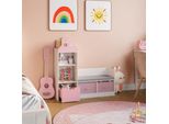 Panca Per Bambini Con Ripiano "Vipsali"" In Stile Casa Con 2 Contenitori Pieghevoli 100 X 99 X 30 Cm Rosa / Bianco"
