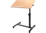 Tavolo Rotante Per Laptop - Postazione Di Lavoro Per Computer - Regolabile In Altezza Da 58 A 90 Cm - Ruotabile A 360° - Piano Inclinabile - Con Rotelle - Mdf E Acciaio - Nero