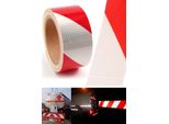 Foglio Riflettente Foglio Riflettente Nastro Riflettente Autoadesivo Cartello Di Avvertimento Rosso/Bianco 50Mx5Cm