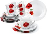 Mona Servizio Da Caffè In Porcellana 18 Pezzi Con Motivi Di Papaveri Tazza Piatto Piatto