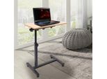 Tavolino Per Laptop Con Rotelle - Tavolino Da Divano/Letto - Regolabile In Altezza - Piano Inclinabile - Struttura In Metallo Con Piano In Legno - Rettangolare - Marrone