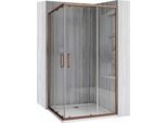 Box Doccia Rea City 80X100 Brush Copper + Piatto Doccia Savoy Black