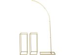 Set Arco Nuziale - Arco Metallico Con 2 Pedane - 3 Pezzi - Altezza 200 Cm - Tubo D'acciaio - Portata 10 Kg Per Pezzo - Oro