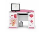 Happy Babies Scrivania Per Bambini 125X89X60 Piccola Scrivania Da Ufficio, Rosa Scrivania Per Computer Con Ripiano Per Tastiera Mobili Per Bambini Con Cassetti Bambini, Cuori,