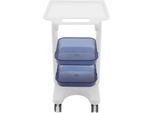 Carrello Cosmetico/Carrello Medico - Carrello Portaoggetti A 3 Ripiani - Design Aperto - Plastica Pc - 44×36×76 Cm - Ripiano 10 Kg, Piano Di Lavoro 60 Kg - Bianco