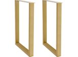Piedini Per Mobili In Metallo - Gambe Per Tavoli Industriali - Set Da 2 - Rettangolari - Acciaio Con Gomma - Portata 200 Kg - 50×7×71 Cm - Facili Da Montare - Colore Oro