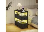 Comodino Unboxg 58X28X60,5 Cm, Nero, 4 Ripiani, 2 Cassetti, Illuminazione A Led, Usb E Prese Di Corrente, App E Telecomando, Spazio Contenitivo