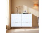 Unboxg Comò A 6 Cassetti, Bianco, Credenza / Armadio Contenitore Con Frontale A Rombi, Mobile Da Soggiorno, Comò Da Camera Da Letto, Armadio Contenitore