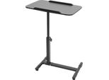 Scrivania Mobile - Tavolino Da Letto/Comodino Con Rotelle Per Laptop - Regolabile In Altezza Da 65 A 90 Cm - Piano Del Tavolo 60×40 Cm - Con Rotelle - Portata 20 Kg - Nero