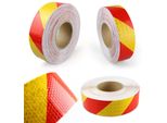 Foglio Riflettente Foglio Riflettente Nastro Riflettente Autoadesivo Cartello Di Avvertimento Giallo-Rosso 50Mx5Cm