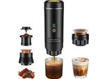 Macchina Per Caffè Espresso Portatile - Macchina Da Caffè 3 In 1 - Senza Fili - Per Auto E Casa - Capsule E Caffè In Polvere - Viaggi/Campeggio - Nero