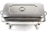 Scaldavivande Chafing Dish - Scaldavivande Per Buffet - 2 Inserti - 7,5 L - Acciaio Inossidabile - Con Bruciatori - Inserti 27×34×6,8 Cm - Argento