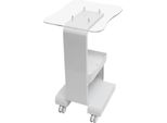 Carrello Cosmetico - Carrello A 2 Ripiani - Metallo, Altezza 76 Cm, Portata 15 Kg, Ripiano 37×47 Cm, Cestello 20×32 Cm - Bianco