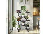 Fativo Portapiante In Metallo A 9 Ripiani: Scaffale Piante Alto 120 Cm Con Ruote, Porta Fiori Per Balcone, Giardino E Soggiorno, Interno & Esterno