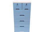 Comò/Cassettiera - 6 Cassetti - Chiudibile A Chiave - 4 Rotelle - Plastica - 50×35×102 Cm - Capacità Di Carico Circa 40 Kg - Blu