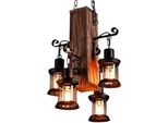 Lampada Da Soffitto - Lampada A Sospensione A 4 Luci - Vintage Industriale Loft - Attacco E27 - Sospensione A Catena - 220 V Ca - Acciaio Inossidabile - Lampadina Non Inclusa - Nero