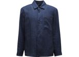 P1320 Giacca Camicia Uomo Fay Man Linen Shirt Jacket Blue