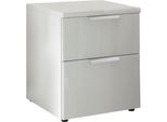 Nachtkonsole Wiemann "Como", Weiß (Weiß, Dekor, Glas Weiß, Chrom), B:40Cm H:46,4Cm T:43Cm, Floatglas, Holzwerkstoff, Metall, Sideboards, Nachtkonsole, Vormontiert