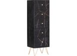 Kommode Gutmann Factory, Schwarz, B:50Cm H:153Cm T:43Cm, Massivholz, Sideboards, Kommode