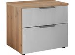 Nachtkonsole Wiemann "Como", Weiß (Bianco, Eiche, Dekor, Glas Weiß, Schiefer), B:60Cm H:46,4Cm T:43Cm, Floatglas, Holzwerkstoff, Metall, Sideboards, Nachtkonsole, Vormontiert