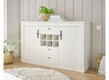 Sideboard Home Affaire "Ravenna", Weiß (Pinie Weiß Dekor), B:166Cm H:100Cm T:44Cm, Sideboards, Sideboard, Im Romantischen Landhausstil, Griffe Aus Metall, Breite 166 Cm