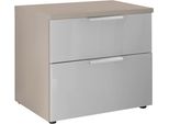 Nachtkonsole Wiemann "Como", Weiß (Kieselgrau, Dekor, Glas Weiß, Chrom), B:60Cm H:46,4Cm T:43Cm, Floatglas, Holzwerkstoff, Metall, Sideboards, Nachtkonsole, Vormontiert