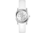 Quarzuhr GUESS ANNETTE, weiß, Armbanduhren, Damen, Quarzuhr, Armbanduhr, Damenuhr, Lederarmband