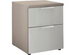 Nachtkonsole Wiemann "Como", Weiß (Kieselgrau, Dekor, Glas Weiß, Chrom), B:40Cm H:46,4Cm T:43Cm, Floatglas, Holzwerkstoff, Metall, Sideboards, Nachtkonsole, Vormontiert