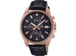 Chronograph Casio Edifice, Schwarz (Schwarz, Schwarz), Armbanduhren, Herren, Chronograph, Quarzuhr, Armbanduhr, Herrenuhr, Lederarmband, Analog, Tag