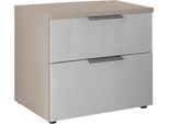 Nachtkonsole Wiemann "Como", Weiß (Kieselgrau, Dekor, Glas Weiß, Schiefer), B:60Cm H:46,4Cm T:43Cm, Floatglas, Holzwerkstoff, Metall, Sideboards, Nachtkonsole, Vormontiert