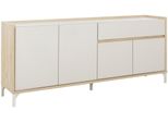 Sideboard Gami "Lenk", Grau (Greige, Kastanie Natur Nachbildung), B:186Cm H:77Cm T:41Cm, Holzwerkstoff, Sideboards, Sideboard, Elegantes Und Praktisches Aufbewahrungsbuffet