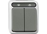 Rollladenschalter Einpolig Mit Wippe, Aufputz, Schutzart IP44, 10 Ampere, 250 Volt Grau, Retail