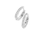 Paar Creolen "Mit WeißEn Zirkonia, Silber 925", Silber, Giorgio Martello Milano, Ohrringe, Damen, Silber 925 (Sterlingsilber)