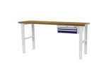 Stier HöHenverstellbare Werkbank Mit 1X50, 1X100 Mm Schubladen Bxtxh 2000X600X760-1060 Mm Ral 7035 / Ral 5010 (906323)