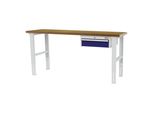 Stier HöHenverstellbare Werkbank Mit 1X150 Mm Schublade Bxtxh 2000X600X760-1060 Mm Ral 7035 / Ral 5010 (906325)