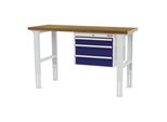 Stier HöHenverstellbare Werkbank Mit 1X100, 2X150 Mm Schubladen Bxtxh 1500X600X760-1060 Mm Ral 7035 / Ral 5010 (906330)