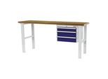 Stier HöHenverstellbare Werkbank Mit 1X100, 2X150 Mm Schubladen Bxtxh 1500X600X760-1060 Mm Ral 7035 / Ral 5010 (906331)