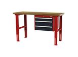 Stier HöHenverstellbare Werkbank Mit 1X100, 2X150 Mm Schubladen Bxtxh 1500X600X760-1060 Mm Ral 3020 / Ral 7016 (906348)
