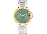 Quarzuhr Tommy Hilfiger "Lori", GrüN (Edelstahlfarben, GrüN), Armbanduhren, Damen, Quarzuhr, Armbanduhr, Damenuhr, Edelstahlarmband, Analog