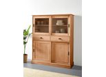 Highboard Otto Home "SchröDer", Beige (Natur Gebeizt, Gewachst), B:114Cm H:140Cm T:40Cm, Fsc-Zertifiziertes Massivholz, Sideboards, Highboard, Vitrine Aus Massivem Kiefernholz, Breite 114 Cm