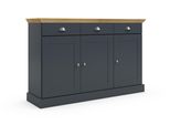 Sideboard Otto Home "Motala", Grau (Anthrazit, Eiche), B:125Cm H:80Cm T:35Cm, Holzwerkstoff, Sideboards, Sideboard, Kommode, 3 Schubladen Und 2 Verstellbare EinlegeböDen, Breite 125 Cm
