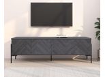 Lowboard Otto Home "Eadwine", Grau Eiche, B:175Cm H:55Cm T:38Cm, Mdf, Sideboards, Lowboard, Tv-Kommode, Push-To-Open, TüRen Mit FischgräTen Muster, Breite 175 Cm