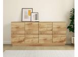 Sideboard Otto Home "Angers", Wotan Eiche, B:180Cm H:80Cm T:38Cm, Holzwerkstoff, Mdf, Sideboards, Sideboard, Kommode, Push-To-Open, 4 TüRen, Breite 180 Cm