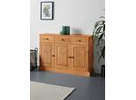 Sideboard Otto Home "Liotta", Beige (Natur Gebeizt, Gewachst), B:118Cm H:80Cm T:34Cm, Fsc-Zertifiziertes Massivholz, Sideboards, Sideboard, Kommode Mit 2 SchubkäSten U. 2 Verstellbare EinlegeböDen